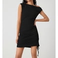 thumbnail image 2 of Women's Sexy One Shoulder Ruched Bodycon Mini Dress Drawstring Ribbed Graduation Gown, 2 of 6