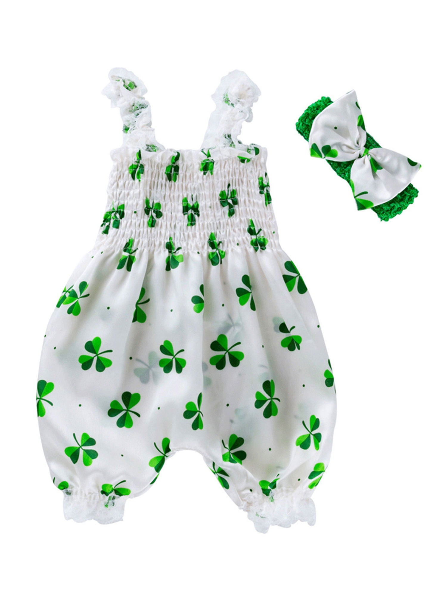 2PCS Baby Girls St Patricks Day Dress Outfits Clothes Infant Shamrock Dress Set