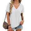 thumbnail image 7 of Summer Blouses Fashion Sawvnm Women‘s Casual Fashion Solid Color Summer V-Neck Short Sleeve Blouses Shirts Top Gifts for Women White S, 7 of 7