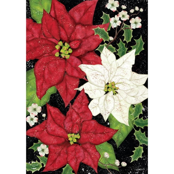 Briarwood Lane Garden Flag 12x18 For Outdoor Festive Poinsettias Christmas For Christmas Garden Flag Flags For Outside