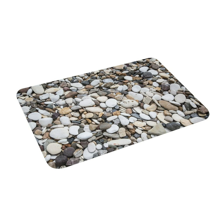 YISUMEI Pebble Stone Bathroom Mat, Non-Slip Super Absorption Cobblestone Bath Carpet with Rubber Backing, Fit Under Bathroom Doormat Floor Rugs for