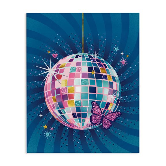 Stupell Industries Contemporary Disco Ball with Butterfly Canvas Art, 16 x 20, by Courtney Morgenstern