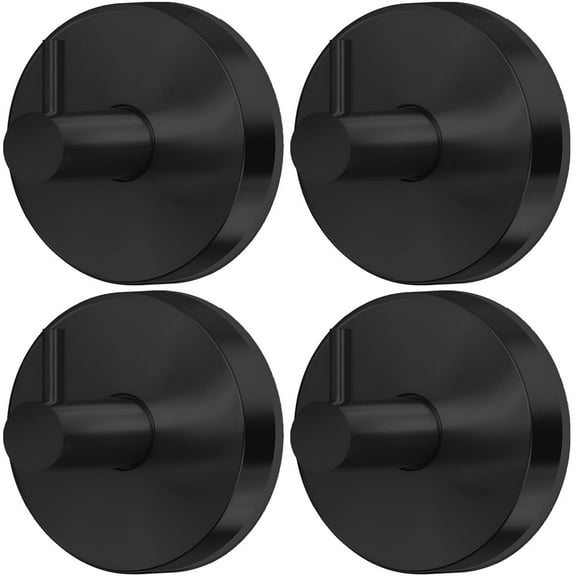 4 Pack Black Suction Cup Hooks for Bathroom –  No Drill Towel Hooks for Shower Glass Door, Tile & Mirror – Waterproof Removable Rustproof Hooks for Hanging Towels, Robes & Loofahs
