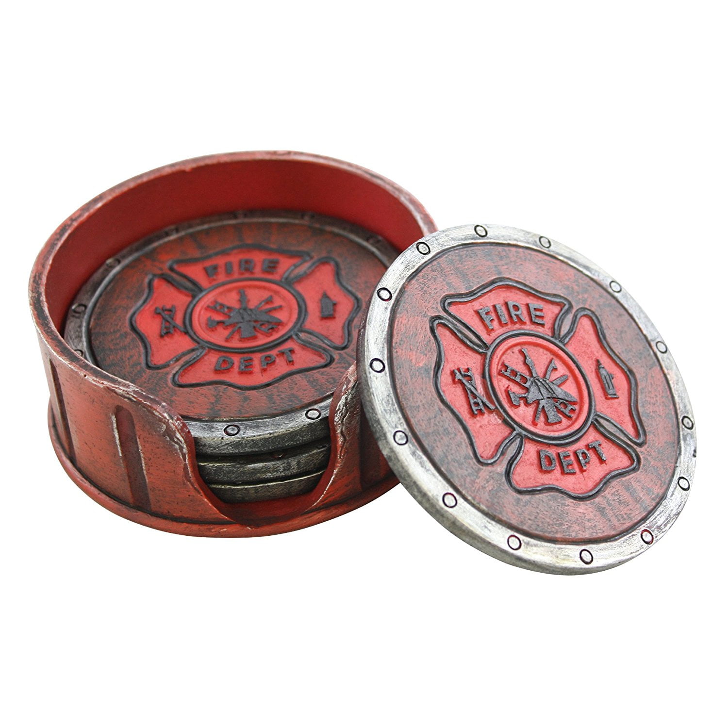 Pine Ridge Fire Department Coaster Set 4 Coasters Fireman Fire Fighter Gift Walmart Com Walmart Com