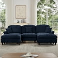 thumbnail image 3 of Newest Classic Comfy Modular U Shape Sectional Sofa Couch,Flared Arms,Removable Ruffles Pleats Skirts,Spindle Legs, Upholstered Chenille Deep Seat Cloud Sofa,Movable Ottomans, Blue, 3 of 20