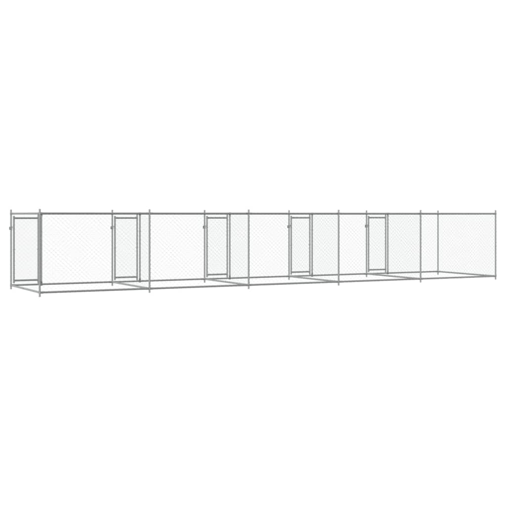 vidaXL Dog Cage Grey Galvanized steel Extra Large Doors Dog Cage