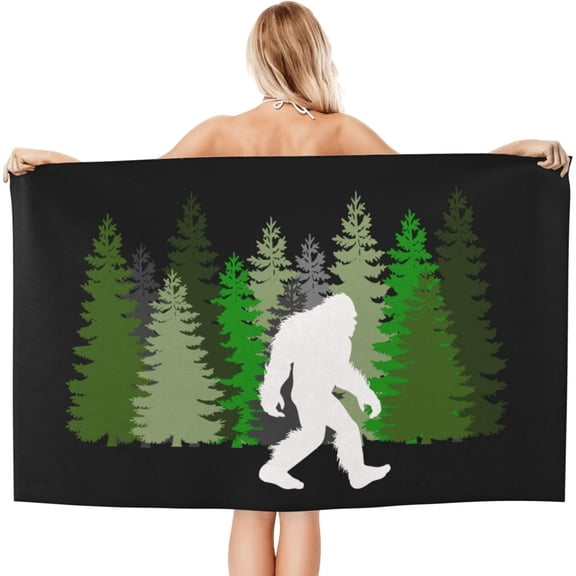 Bigfoot Hide and Seek Beach Towels for Bathroom Lightweight Soft Bath Towel Large Quick Dry Beach Towel Thin Beach Bath Blanket for Women Men Vacation Gift Travel Swimming Camping