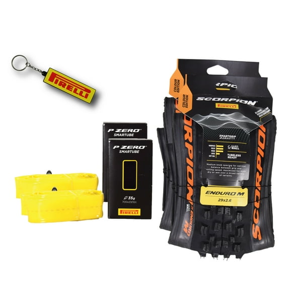 Pirelli Scorpion Enduro M Orange Color Edition Mountain Bicycle Tire 29x2.6 - Tubeless High-Performance Tear-Resistant MTB Tire for XC Racing, Trail and Enduro Riding   SmarTUBE 23/32-622 - 2 Pack