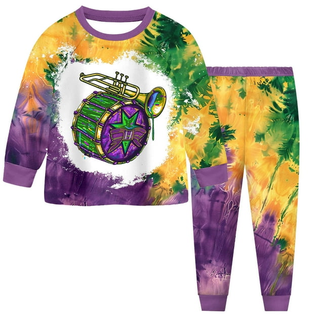 2 Piece Pyjamas Set For Boys And Girls T Shirt And Pants Outfit For Kids Carnival Party