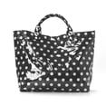 thumbnail image 5 of Black Polka Dot PVC Tote Bag for Women, Waterproof 17.3"x11.8"x4.7" Hook and Loop Closure Reusable Shopping Handbag with Sturdy Handles for Beach, Travel & Daily Commute, 5 of 8