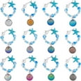 thumbnail image 5 of 12Pcs Glass Seed Wine Glass Charms with Resin Charms Brass Wine Glass Charms Ring Deep Sky Blue 47mm, 5 of 6