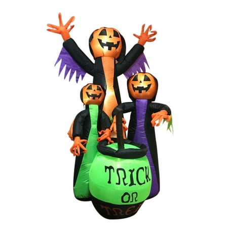 ALEKO Halloween Inflatable Trick Or Treat Pumpkin Witches - 6 Foot