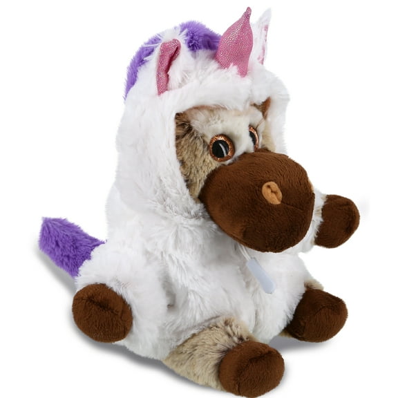 DolliBu Floppy Donkey Unicorn Plush Stuffed Animal Toy - Super Soft Donkeycorn Dress Up with Removable Plush Unicorn Outfit, Cute Fantasy Farm Life Gift - 7 Inches