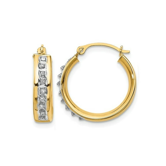 Gem & Harmony Accent Diamond Huggie Hoop Earrings in 14K Yellow Gold (2/3 inch) for Women