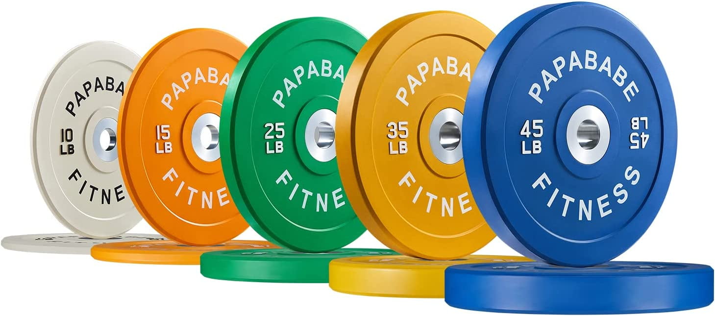 papababe Bumper Plate 2inch Set, Color Coded Olympic Bumper Plate with