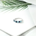 thumbnail image 4 of Gem Stone King 925 Sterling Silver Round Swiss Blue Topaz Blue Sapphire Anniversary Ring for Women (1.46 Cttw, Gemstone Birthstone, Size 9) (Size 9), 4 of 4
