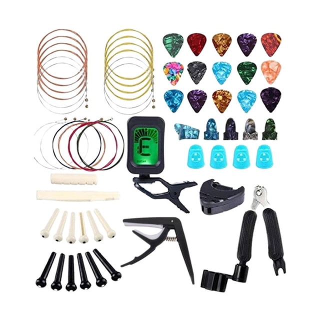 Bduttlefish Guitar Accessories Kit,Acoustic Guitar Changing Tool,Including Acoustic Strings, Picks, Winder&Cutter, T Guitar Capo, String