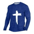 thumbnail image 3 of DDAPJ pyju Christian T-shirts for Men Big and Tall Jesus Cross Graphic Tees Slim Fit Long Sleeve Crewneck Pullover Casual Hipster Tee Tops Blue XL, 3 of 4