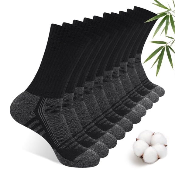 Freeyoka Men's Bamboo Viscose Crew Socks, Moisture Wicking, Soft and Breathable, 5 Pairs