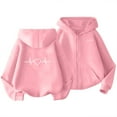 thumbnail image 6 of FAIOROI Girls Pink ECG Heart Graphic Hoodie - 100% Polyester Zip-Up Sweatshirt with Kangaroo Pocket, Easy Care Casual Hooded Outerwear for Kids 4-12 Years,Size 11-12T, 6 of 8