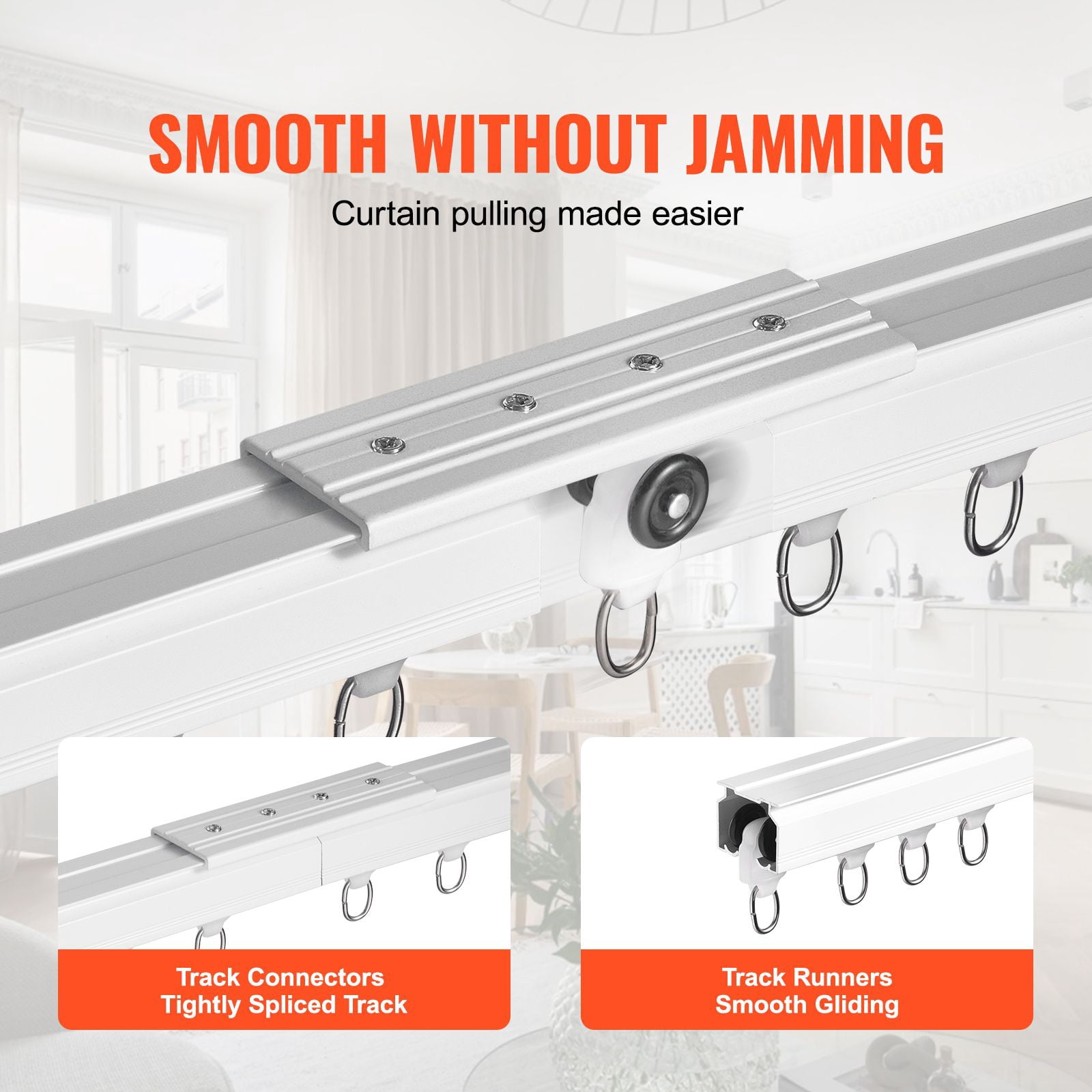 Ceiling Curtain Track Set 4-Pack 35 Inch Tracks Aluminum Alloy Smooth Sliding Ceiling or Wall Mount for Various Curtain Types