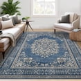 thumbnail image 6 of Modern Abstract Area Rug 8x10FT - Stain Resistant & Non-Slip Living Room Carpet, Blue, 6 of 14