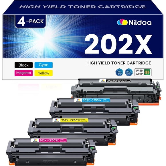 Pack de 4 Cartuchos de Tóner Alta Capacidad para HP 202X Color