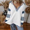 thumbnail image 2 of vdgthytj Womens Oversized Sweatshirt Striped Color Block Lapel Long Sleeve Pullover Top Trendy Fall Clothes, 2 of 5