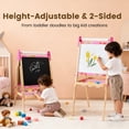 thumbnail image 5 of CONCETTA Kids Easel, Double-Sided Magnet Whiteboard & Chalkboard with Paper Roll, Storage Shelf & Accessories, Pink, 5 of 11