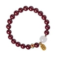 thumbnail image 1 of Pulsera de cinabrio hecha a mano con amuleto dorado de la fortuna, 1 of 2
