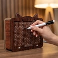 thumbnail image 4 of Retro Cat Print Wooden Piggy Bank with Erasable Pen Reusable Money Saving Box 1ml Decorative Coin Bank for Budgeting Goals Wood Home Decor Storage, 4 of 7
