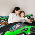 thumbnail image 4 of Homewish Orange Racing Car 7-Piece Bedding Comforter Set,Abstract Gray Graffiti King Bedding Sets,Speed Competition Bed Sheets For Boys Kids,Ultra Soft Home Decor Reversible, 4 of 8