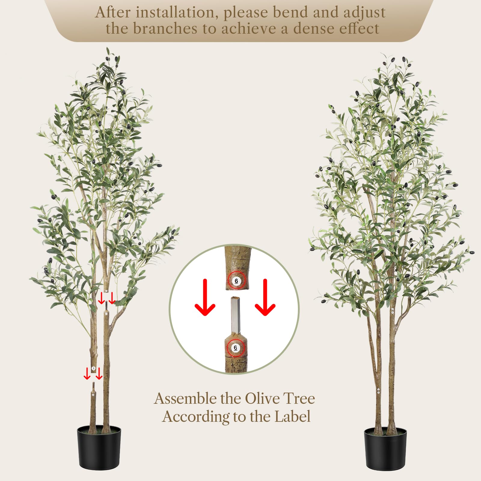Lolsea 6-Foot Artificial Olive Tree with Natural Wood Trunk photo 2