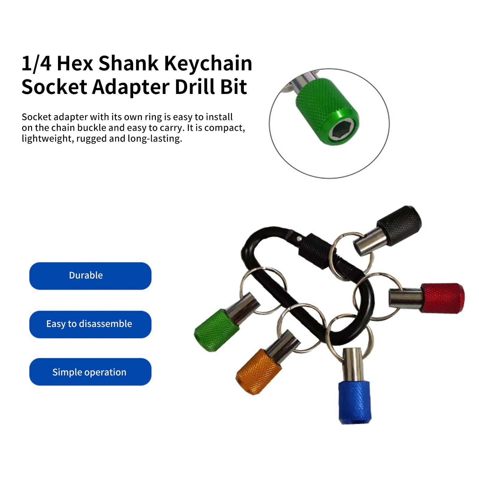 Ruanlalo Socket Adapter,5Pcs Keychain Extension Bar High Hardness Wear