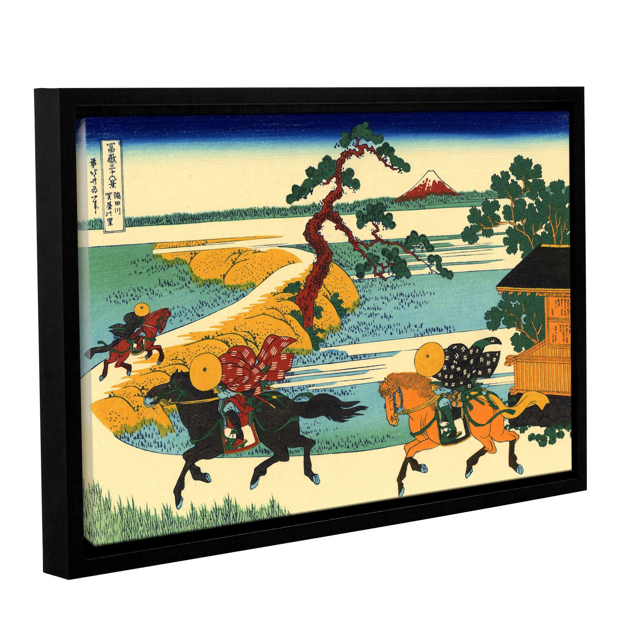 ArtWall Katsushika Hokusai "The Fields of Sekiya By the Sumida River" Gallery-Wrapped Floater-Framed Canvas