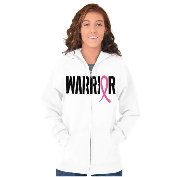 Warrior Breast Cancer Awareness BCA Womens Plus Size Graphic Zipper Hoodie Brisco Brands 2X