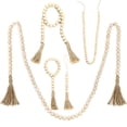 thumbnail image 1 of Xihbxyly Guirnalda de Cuentas de Madera, Cuentas de Madera Natural con Borlas, Decoración Bohemia para El Hogar, Adornos Navideños Diy, Decoración Multiusos, Decoración de Mesa Rústica, Opciones de L, 1 of 7