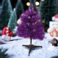 thumbnail image 2 of Nmdmisc 11.8" Artificial Christmas Tree,White Mini Tabletop Xmas Tree with Plastic Stand for Christmas Party Supplies Home Indoor Decoration (Purple), 2 of 5