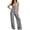 01 Black, variant on Women's Striped Linen 2 Piece Outfits, Laceup Tie Front V Neck Peplum Tank Top & Wide Leg Pants Beach Vacation Sets