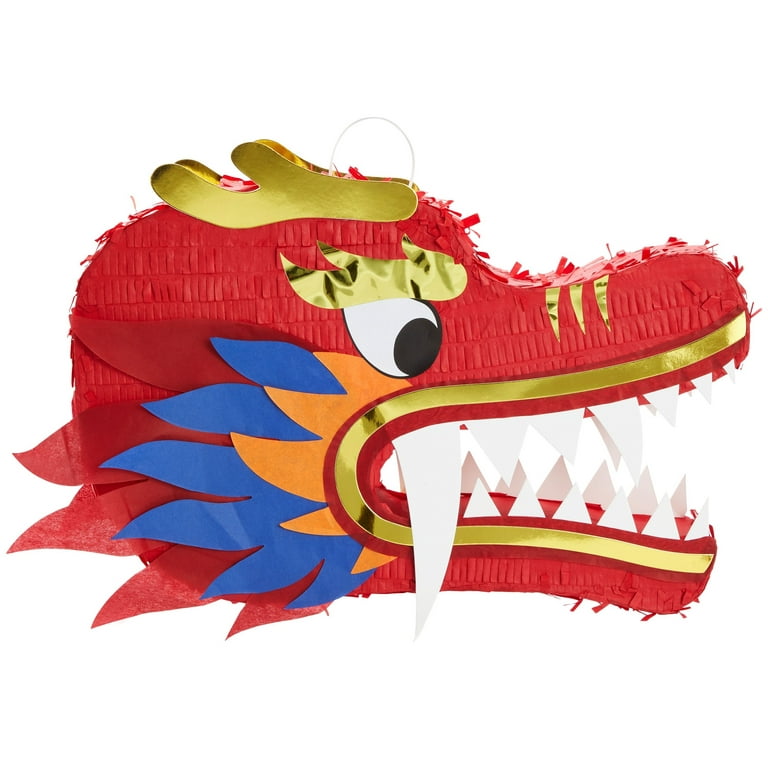 Red Dragon Pinata for Chinese New Year Party Decorations, 16.5 x 11 x 3 in, Size: 16.5 x 12.3