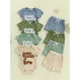 thumbnail image 3 of BemeyourBBs 2Pcs Newborn Boy Litter Brother Outfit Infant Summer Clothes Short Sleeve Little Bro Letters Embroidery Romper and Elastic Waist Shorts Set, 3 of 9