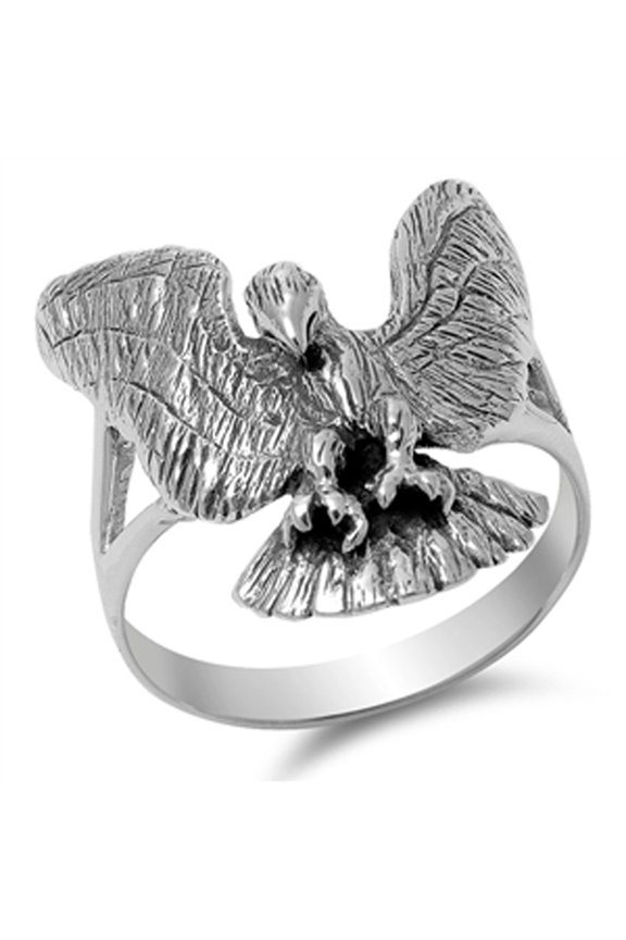 Oxidized Large Eagle Bird Animal Talon Ring 925 Sterling Silver Band Jewelry Female Male Size 8