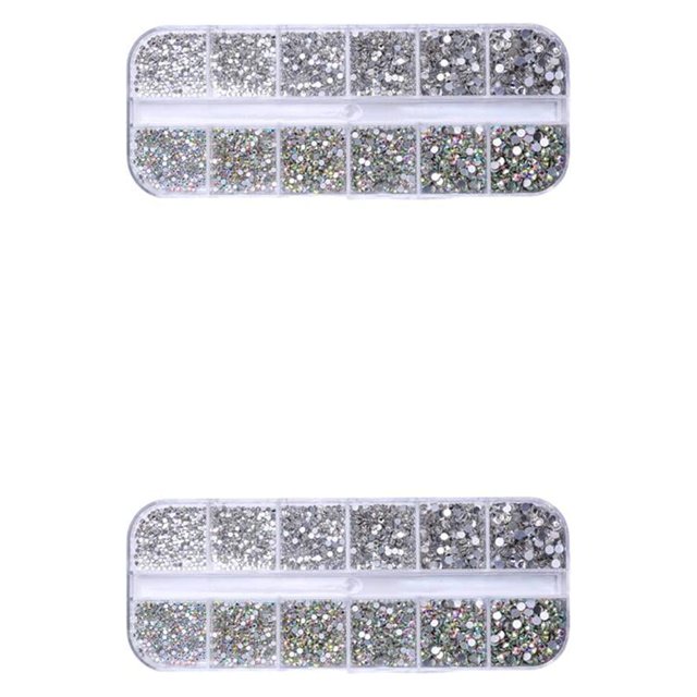 Shengyu 1 Bag Glass Crystal Eye-catching Easy to Paste Nail Rhinestones DIY Handcraft Different Styles Sweet Gift for Mobile Phone Type 1 310 White AB 2PCS
