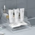 thumbnail image 3 of Caja de almacenamiento de cosméticos con patrón de ondas, cesta de almacenamiento transparente para escritorio, caja de acabado, estante de almacenamiento apilable para dormitorio, 3 of 5