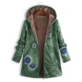 thumbnail image 2 of Lyinloo Womens Winter Warm Outwear Print Hooded Pockets Vintage Oversize Coats Green S, 2 of 5
