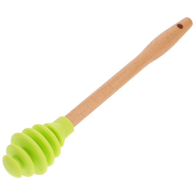 Silicone Honey Dipper Sticks Wood Handle Jam Dippers Syrup Stirrer for Honey Pot Jar Container Random Color
