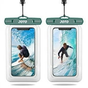 JOTO Floating Waterproof Phone Holder Pouch, Float Universal Waterproof Case for iPhone 14 13 12 11 Pro Max XS XR 8 7 Galaxy Pixel Up to 7, IPX8 Underwater Cellphone Dry Bag for Beach -2 Pack,Green
