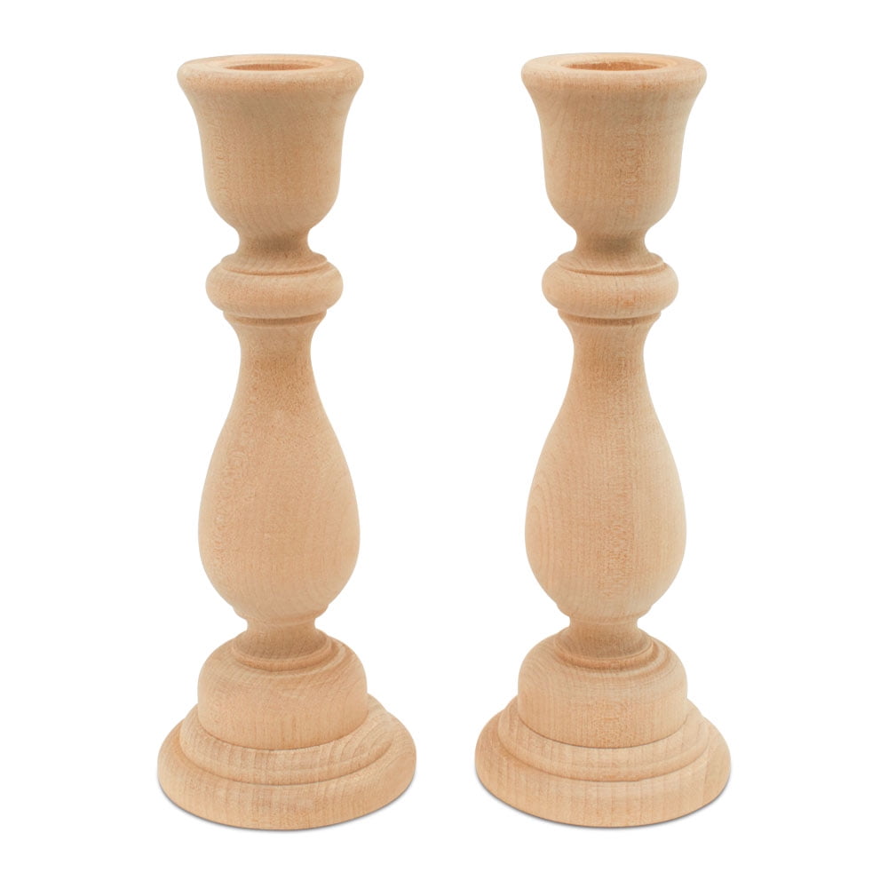 Unfinished Wood Candlestick Holders 63/4 inches with 7/8 inch Hole