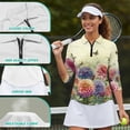 thumbnail image 6 of Uorisanigo Butterfly Flower Women's 3/4 Sleeve Golf Top Comfortable Stylish Women's Dry-Fit Golf Polo Shirts Fashion Zipper Neck Pullover Casual Versatile Workout Tops Daily Wear, 6 of 7