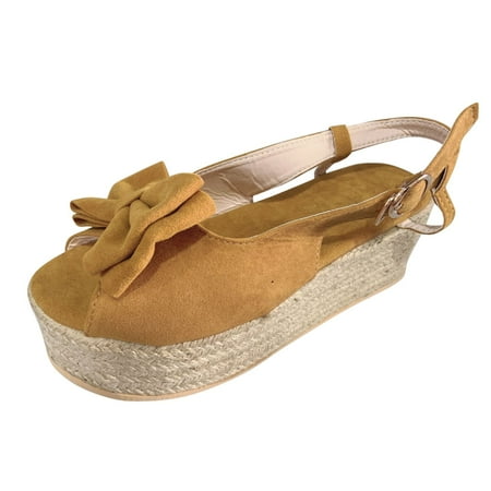 

f21 Womens Espadrille Platform Sandals Wedges for Casual Summer Lightweight Peep Toe Knot Bow Slingback Sandalias